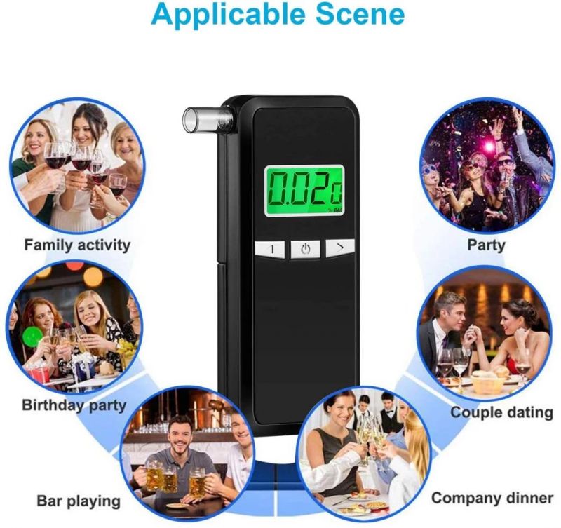 Mini Digital Breath Alcohol Meter Detector Tester Breathalyzer with Mouthpieces