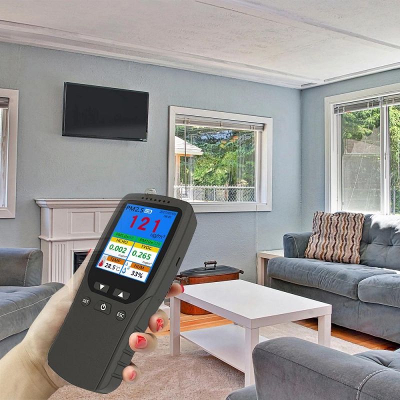 Multi Functional Portable Desktop CO2 Meter Tvoc Gas Pollution Detector for Pm1, Pm2.5 Temperature and Humidity Particle