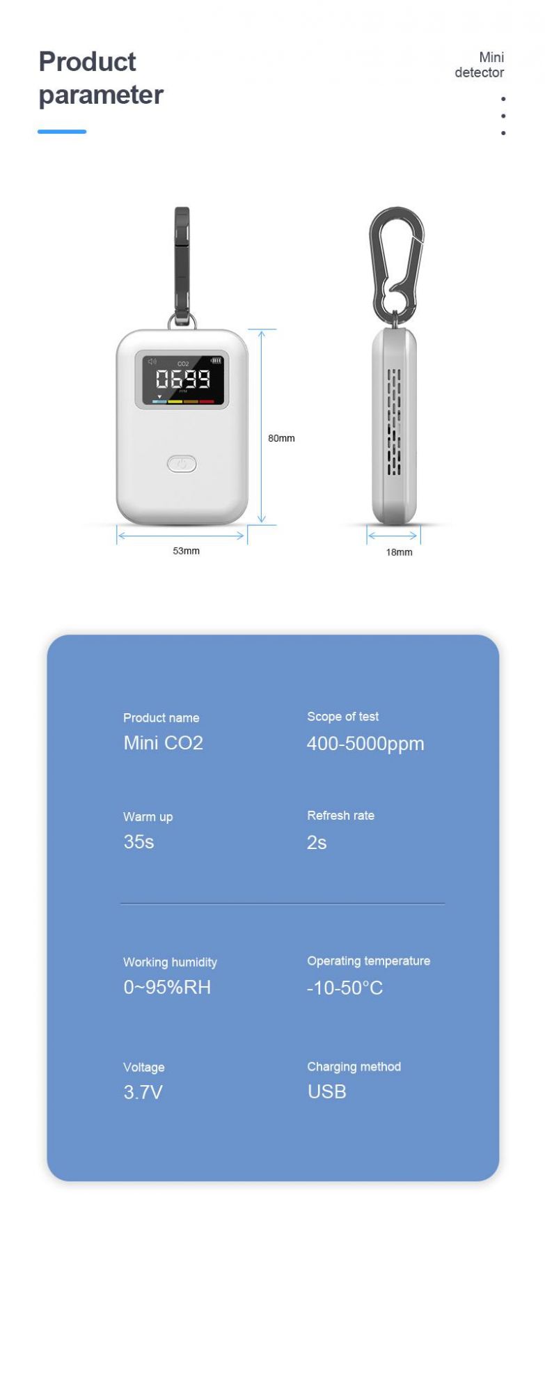2022 New Portable OEM Carbon Dioxide Ndir Sensor CO2 Ppm Detector Air Quality Detector
