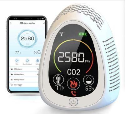 5 in 1 WiFi Smart CO2 Meter Smoke Alarm Detector Air Monitor for Ventilation