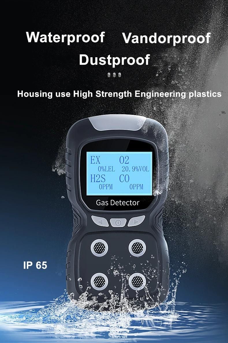 Portable 4 in 1 Gas Detector with Sound Light Vibration Alarm