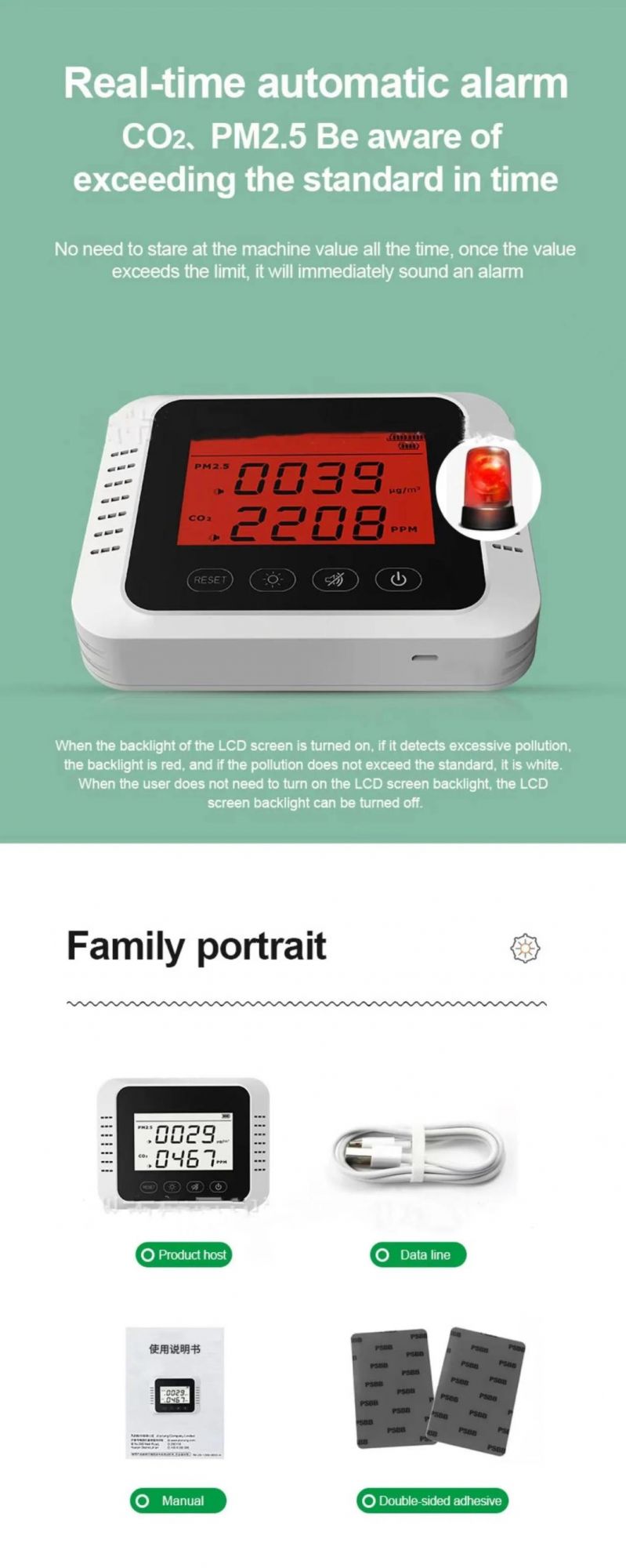 Carbon Dioxide Detector CO2 Meter Ppm Meter Air Quality Analyzer