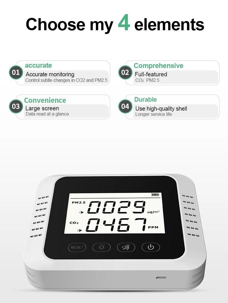 Carbon Dioxide Detector CO2 Meter Ppm Meter Air Quality Analyzer