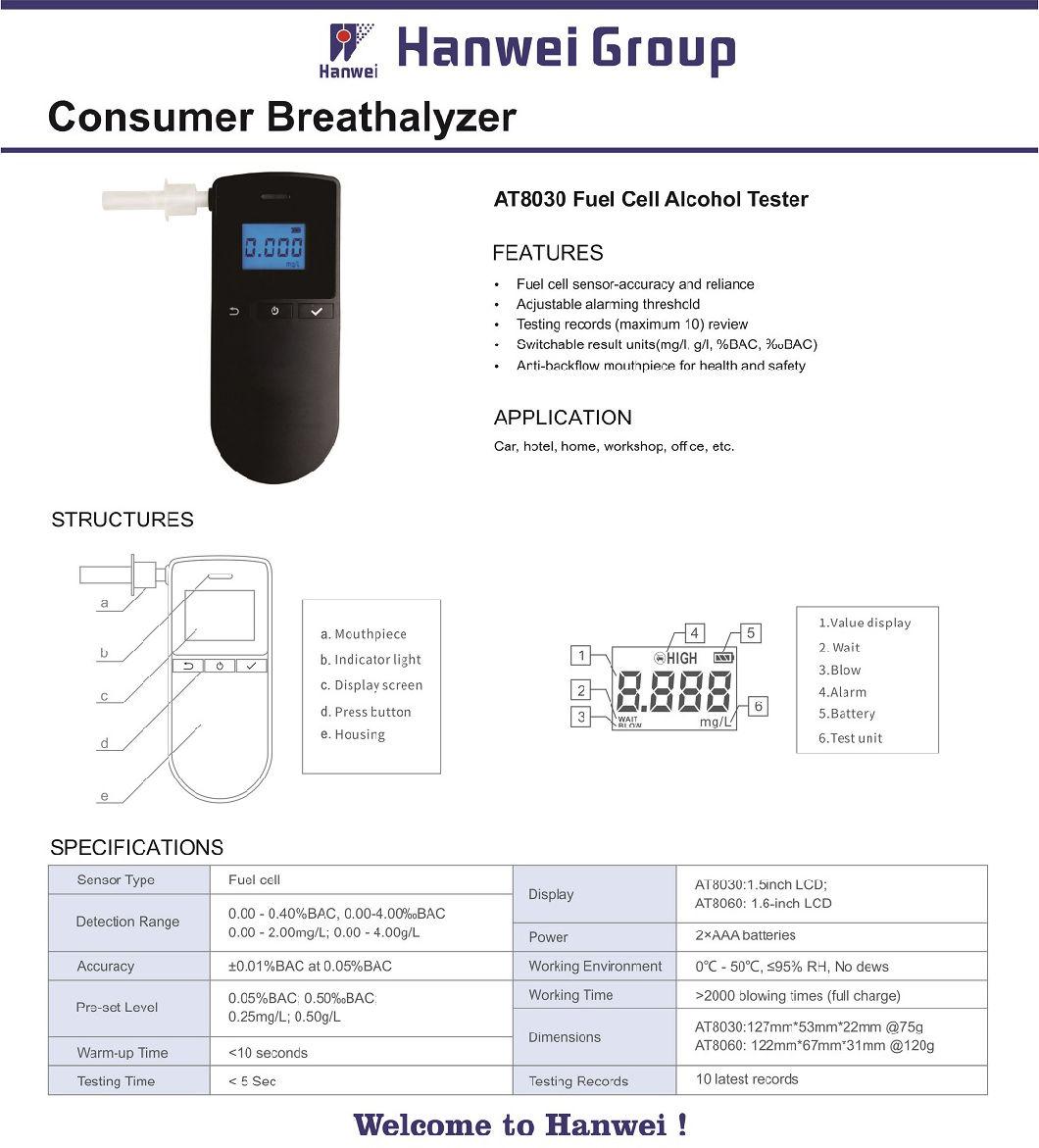 Good Sale Alcohol Test Machine Factory Price Personal Digital Display Breath Fuel Cell Alcohol Tester