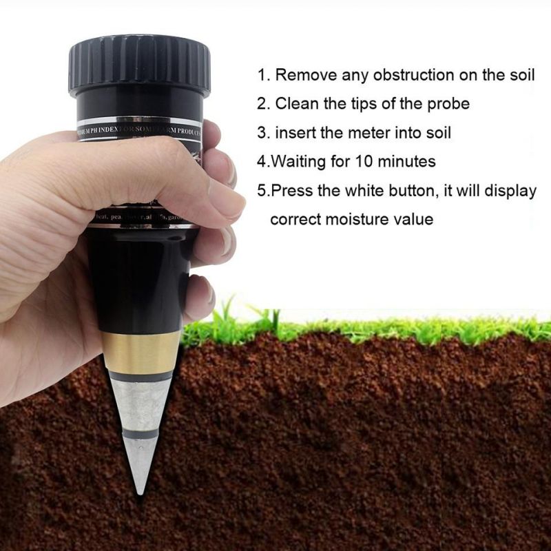 Handheld pH Meter Moisture Humidity Meter pH Tester for Garden Soil Metal Probe 10-80% Hygrometer