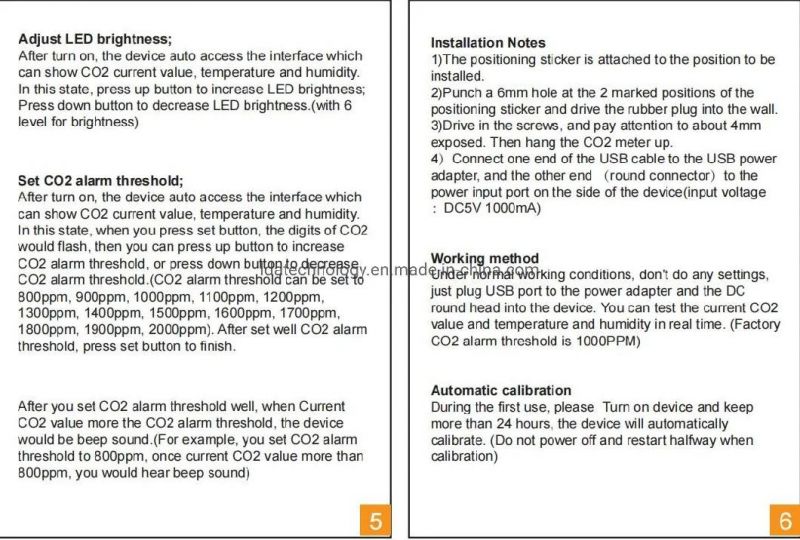 Best Selling Wall-Mounted CO2 Meter Detector Temperature Humidity Sensor with USB Charge