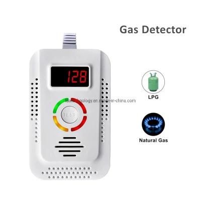 LED Display Combustible Smart Home Gas Leak Sensor LPG Alarm Detector Gas Leak Detector with Voice Prompt