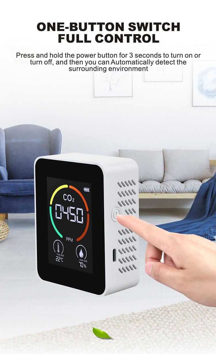 Ndir Wall Mount Carbon Dioxide Monitor Indoor Air Quality Temperature Rh CO2 Meter Sensor