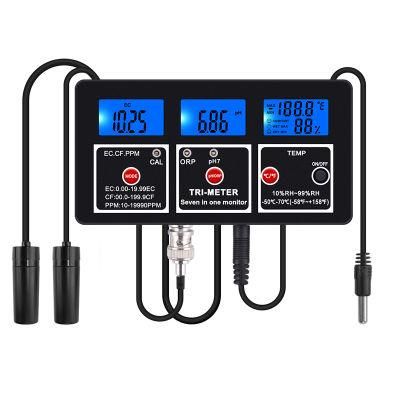 Multiparameter 7 in 1 pH Ec CF Rh TDS Ppm ORP Temp Meter Tester Acidimeter Electric Conductivity Redox Water Tester