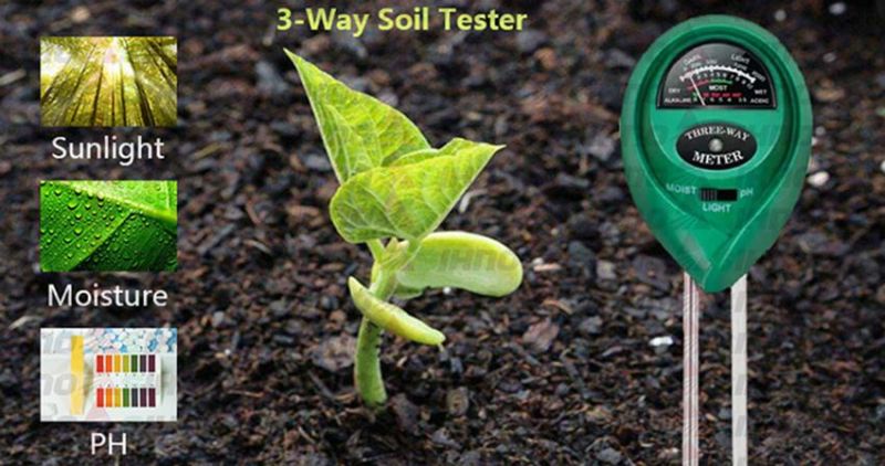 Portable Soil pH Meters 3 In1 Plant Flowers pH /Moisture/Light Meter Soil Test Kit for Soil Nutrient Tester