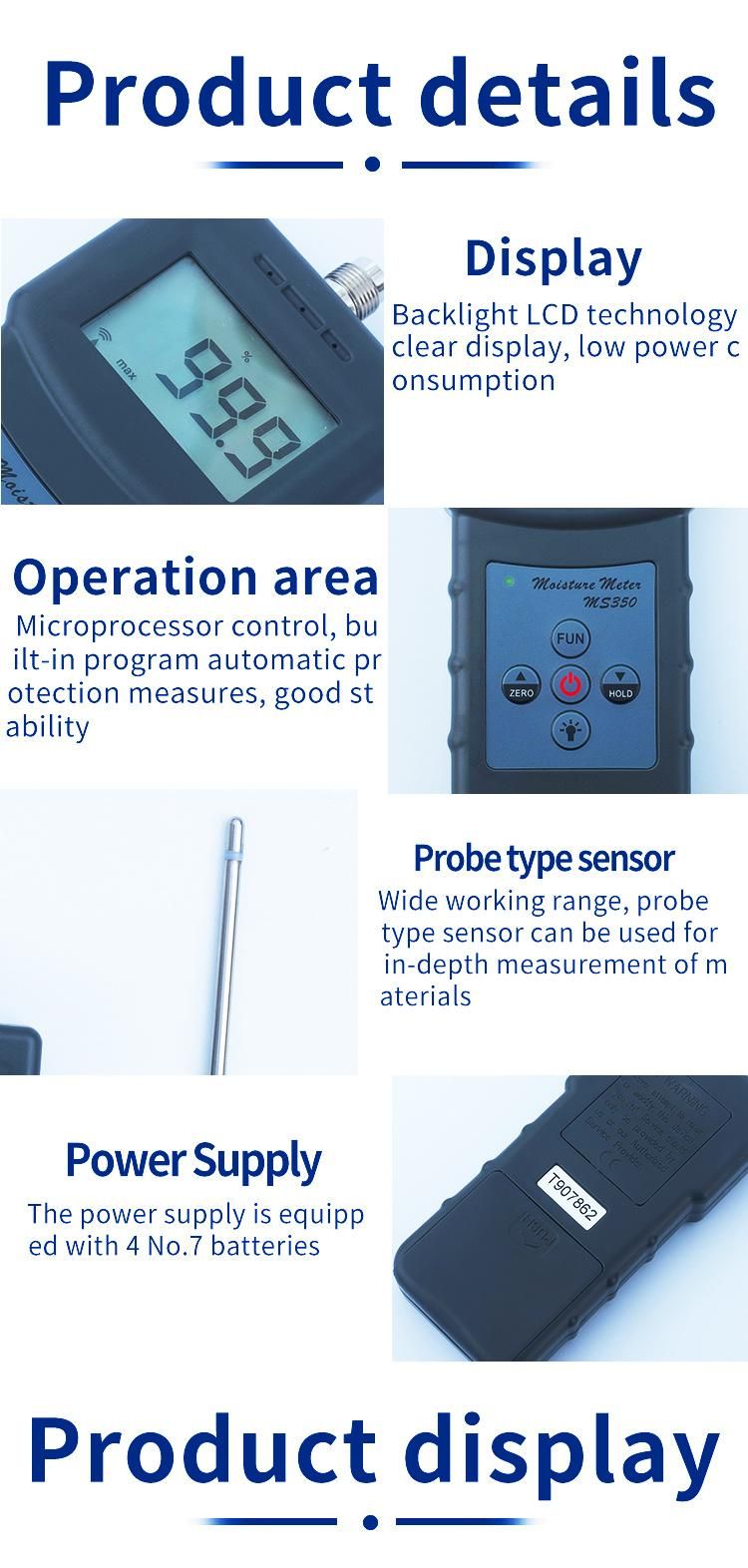 High Frequency Moisture Meter for Powder, Sand and Soil
