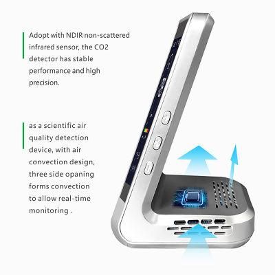 Indoor Desktop High-Precision Real-Time Temperature and Humidity Detector Carbon Dioxide Gas Detector CO2 Monitor with Alarm Function