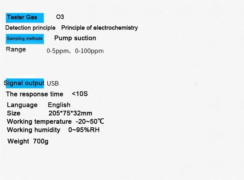 Hot Sale 0~500ppm O3 Tester Machine for Measuring O3 Gas Concentration