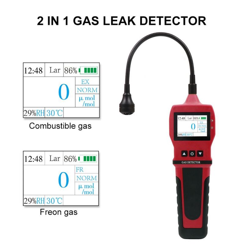 Portable Industrial Gas Leak Detector Combustible Gas LPG/CH4/Natural/Coal 2 in 1 Refrigerant Leak Detector Freon Gas
