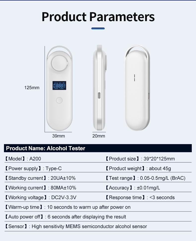 LCD Alcohol Tester Breathalyzer Analyzer Alcohol Tester with Data Logger