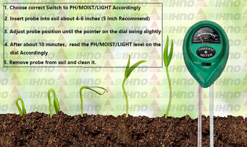 3 In1 Hydroponics Analyzer Plant Flowers Soil pH Tester Moisture Light Meter