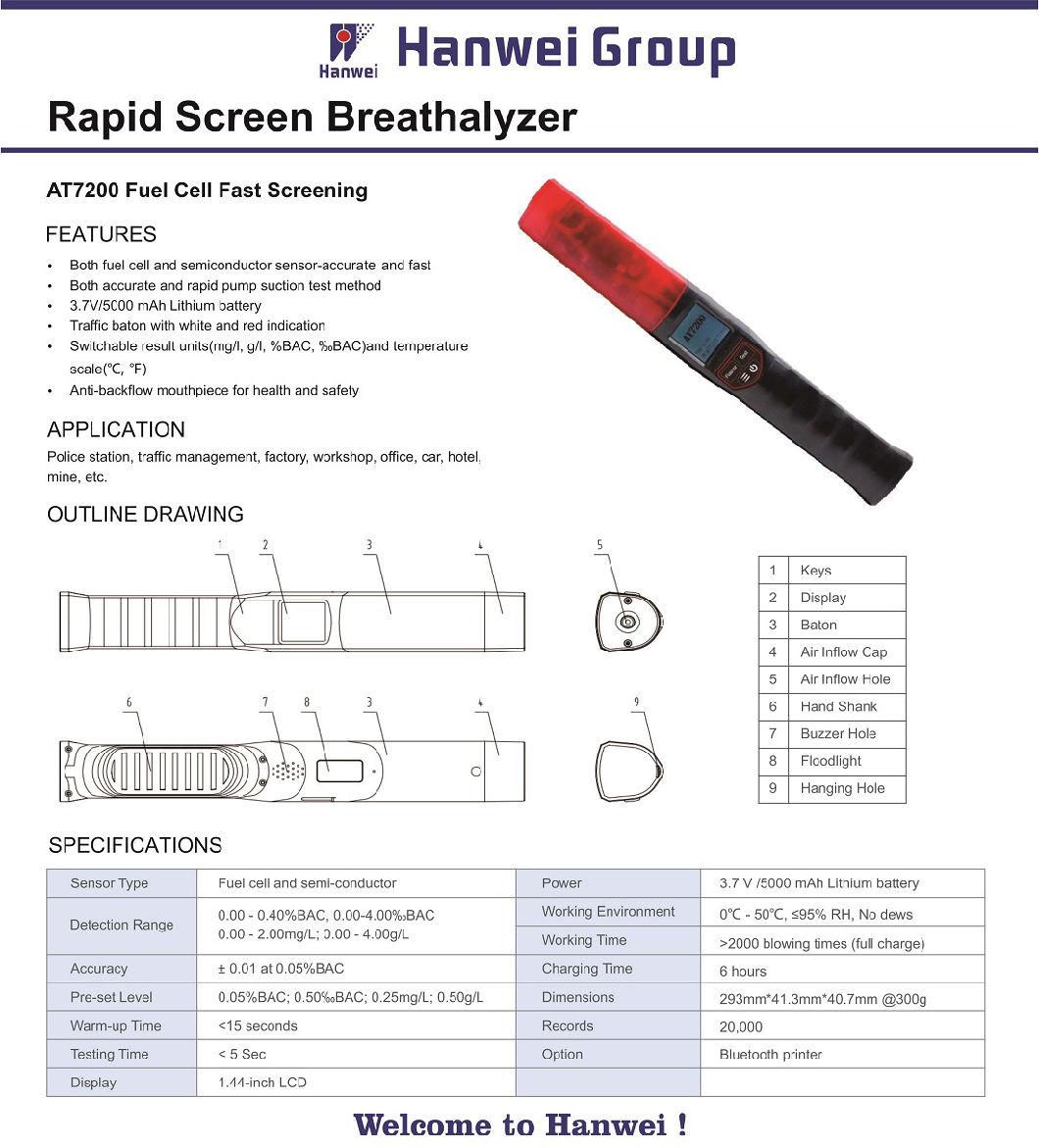 Active Passive Quick Screening Alcohol Tester with Rechargeable Battery Non-Contact Alcohol Detector