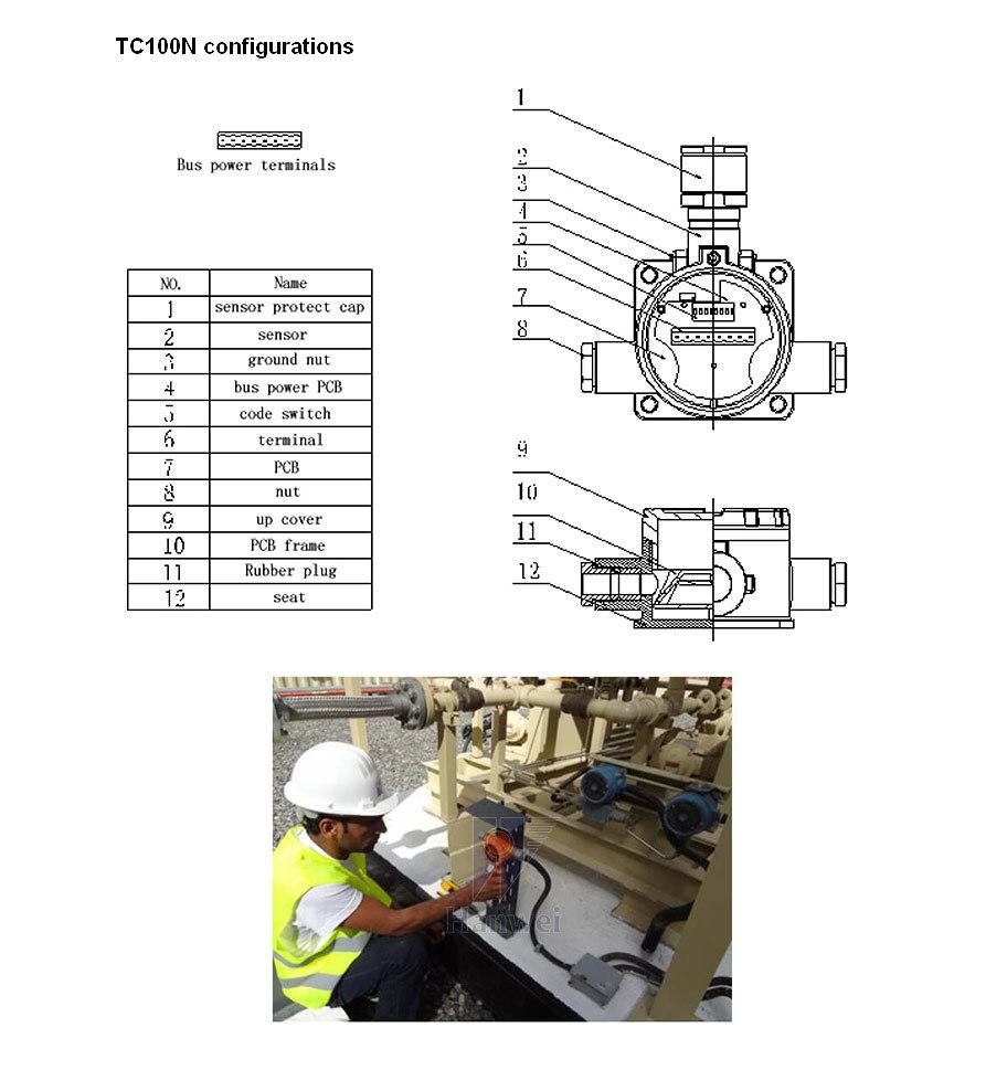 Industrial Safety Equipment 0-100ppm Fixed H2s Gas Detector 4-20mA Signal Output