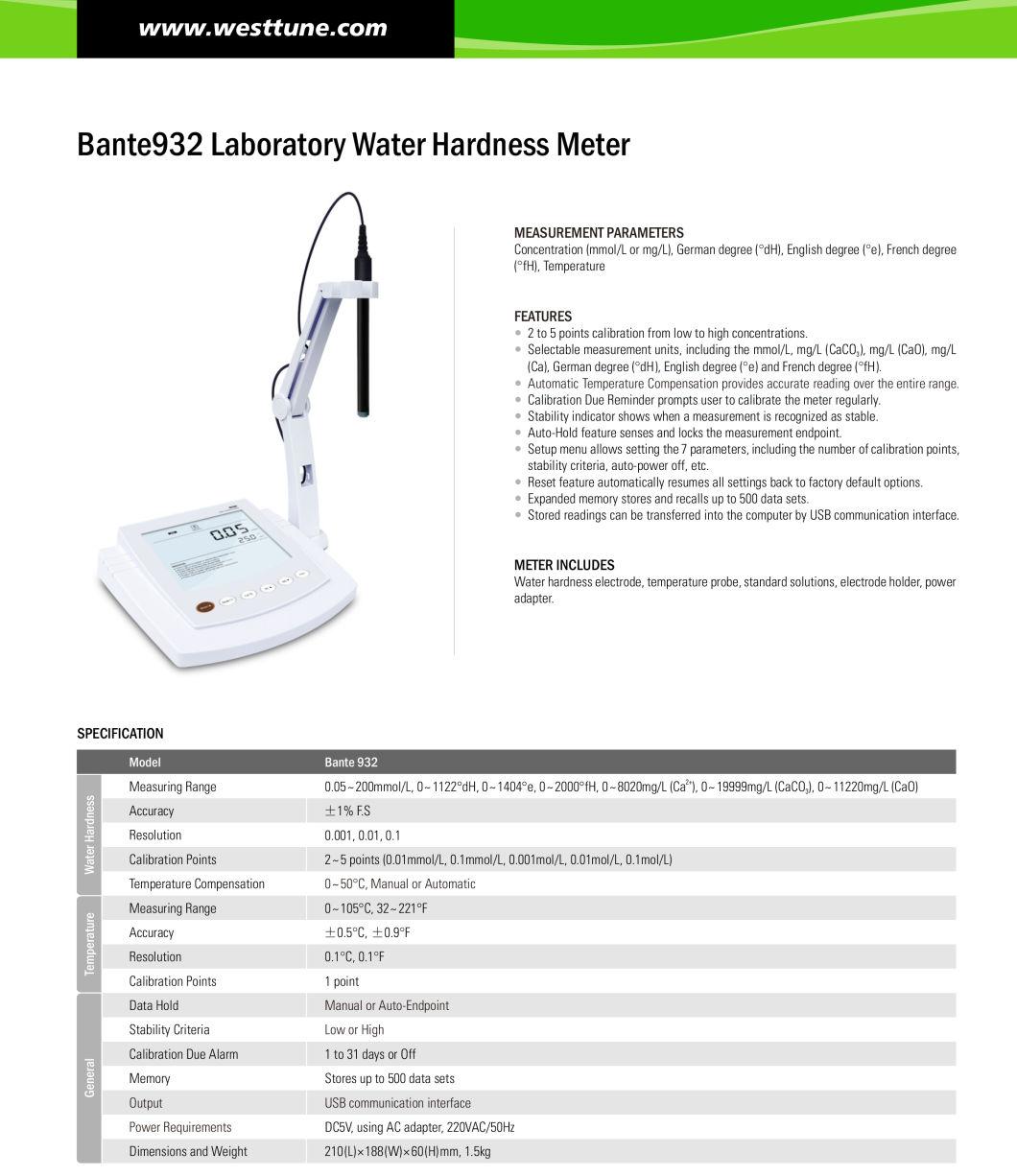 Bante932 Laboratory Water Hardness Meter