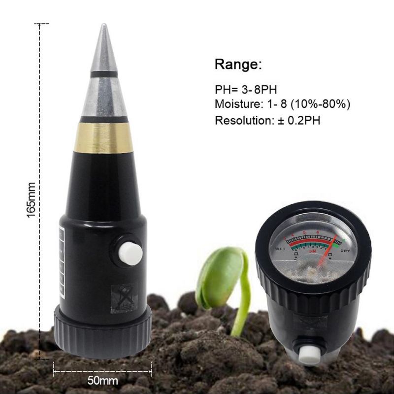 Handheld pH Meter Moisture Humidity Meter pH Tester for Garden Soil Metal Probe 10-80% Hygrometer