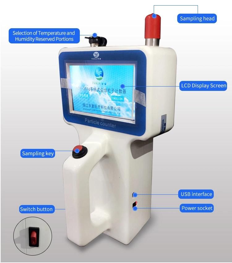 LCD Touch Screen Display Y09-3016e Handheld Air Sampler Particle Counter