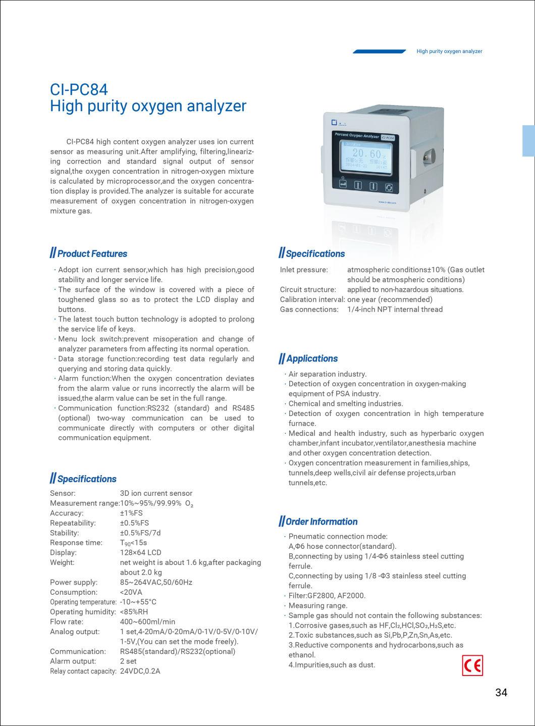 Ci-PC84 High Purity Oxygen Analyzer