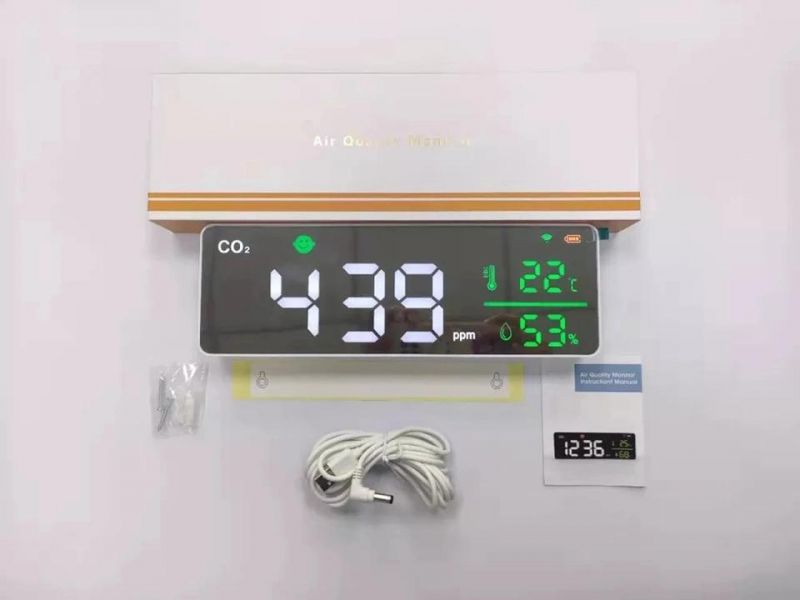 Indoor CO2 Monitor CO2 Air Quality Meter for CO2 Ppm Rh C/F Time Date