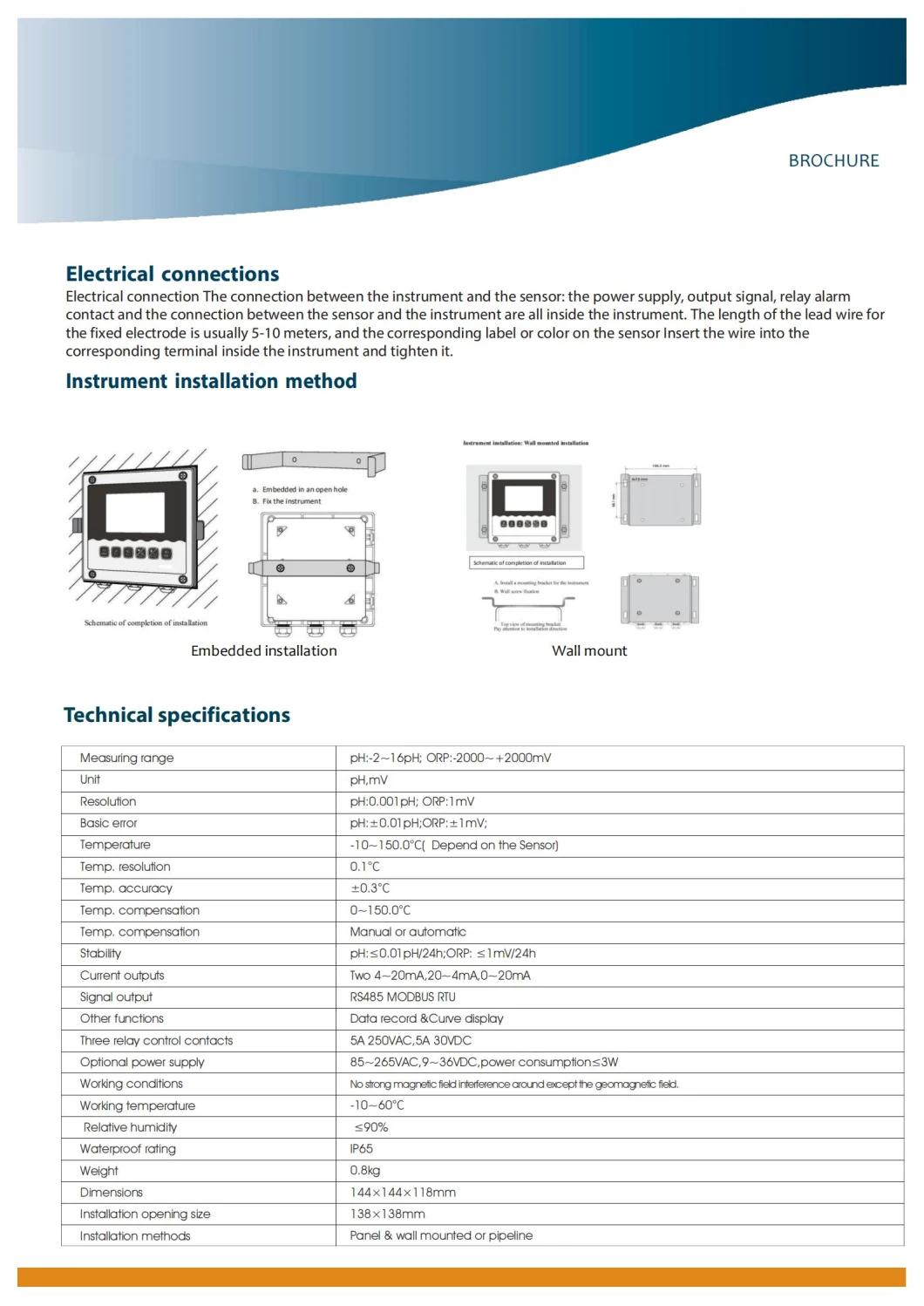 Automatic Calibrate Trend Display pH/ORP Transmitter Color LCD Display