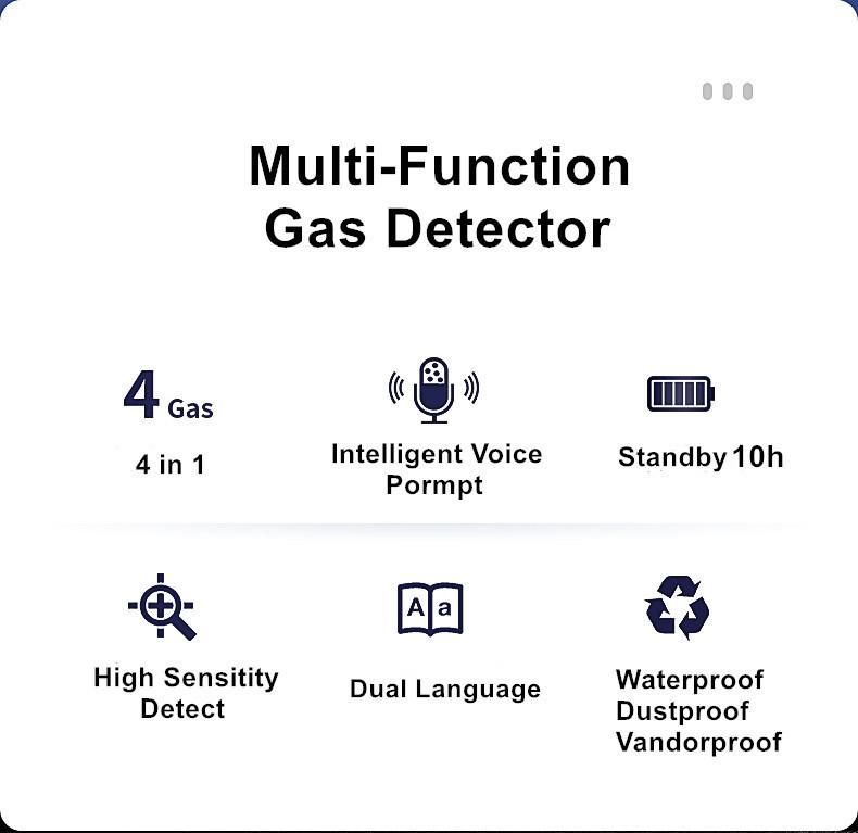 Handheld Ex, O2, H2s, Co Portable 4 Gas Analyzer with CE FCC Rosh