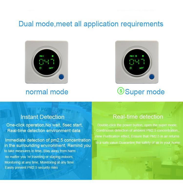 Portable Handheld Small Size Accurate Laser Sensor Pm2.5 Dust Gas Indoor Air Monitor