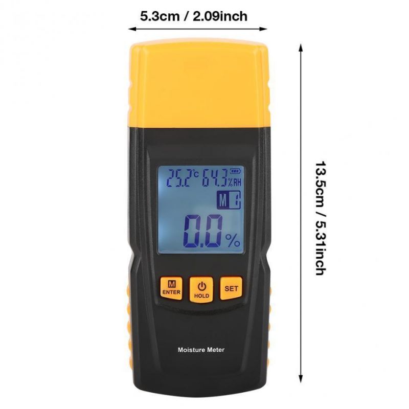 2 Pin Digital LCD Intelligent Wood Moisture Meter Tester Timber Hygrometer Humidity Detector