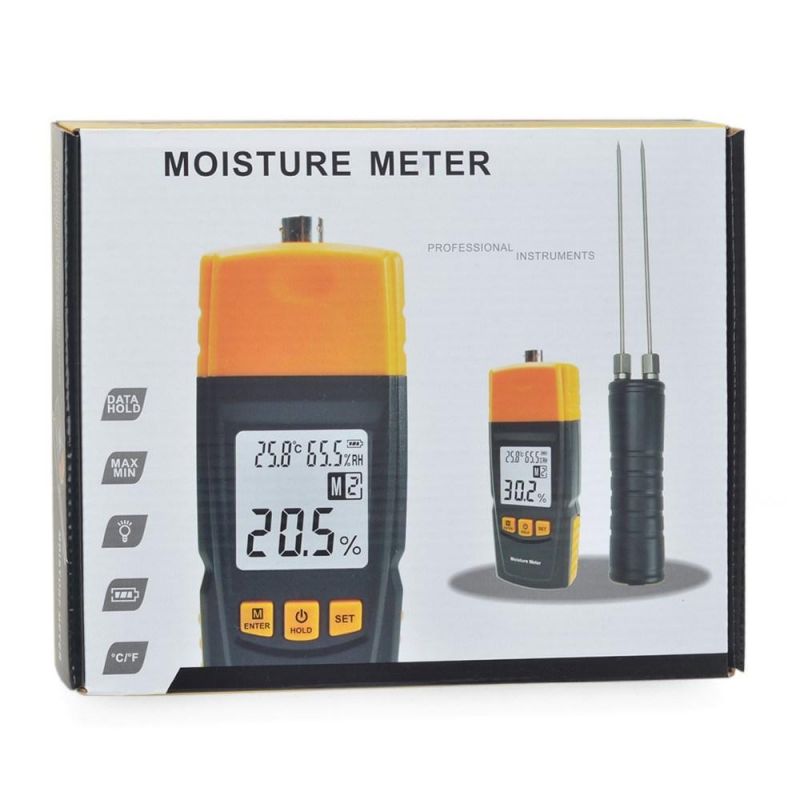 Wood Moisture Meter Digital Humidity Timber Damp Detector Temperature Hygrometer Tester