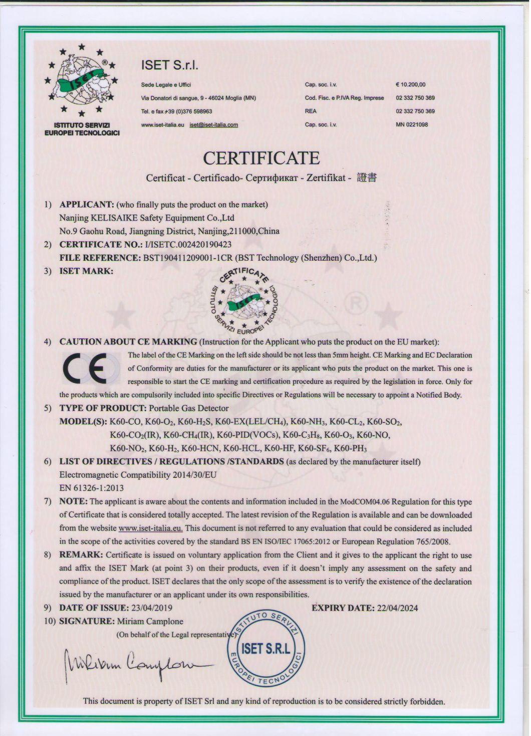 CE Certificated Portable Single Gas Detector