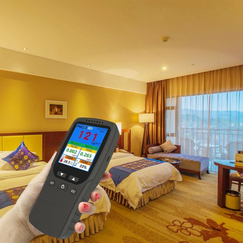 Multi Functional Portable Desktop CO2 Meter Tvoc Gas Pollution Detector for Pm1, Pm2.5 Temperature and Humidity Particle