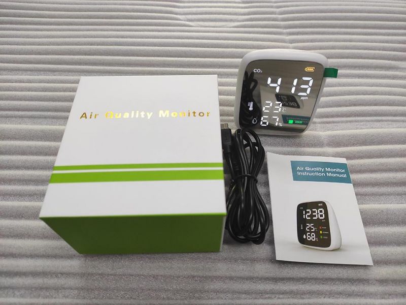 Temperature Humidity and CO2 Gas Meter Tester Air Quality Monitoring CO2 Detector Analyzer Alarm Detection CO2 System