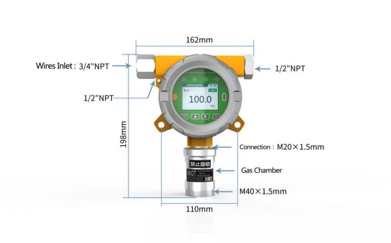 IP66 Online Oxygen Gas Detector O2 Detector with 0-100%Vol