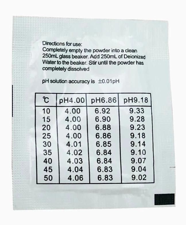 4.01 6.86 9.18 Calibration Point pH Buffer Solution Powder in pH Meter
