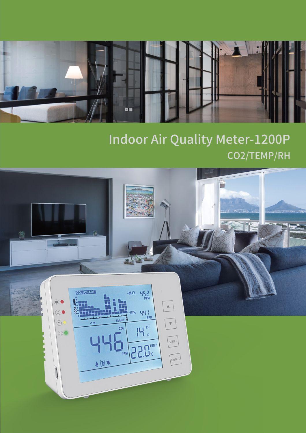 Desktop CO2 Monitor Alarm Air Quality Meter with Touch Buttons for Temperature Humidity CO2 Meter