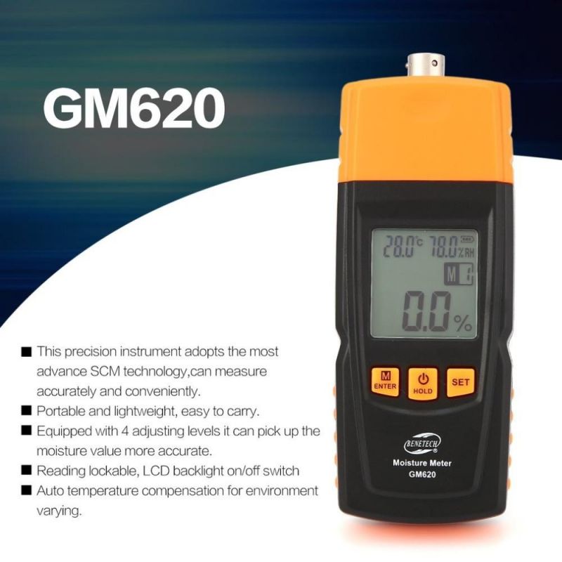 Wood Moisture Meter Digital Humidity Timber Damp Detector Temperature Hygrometer Tester