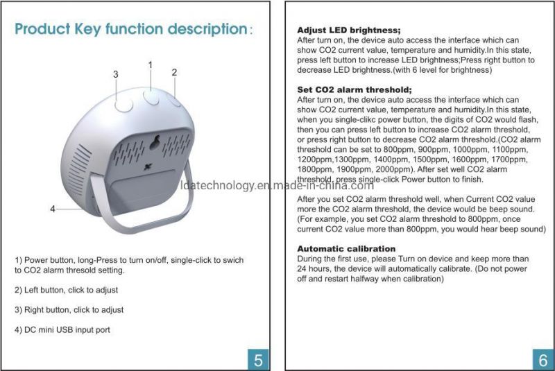 Lda Carbon Dioxide Detector Mini CO2 Meter Air Quality Monitor CO2 Measure Tester CO2 Gas Analyzers