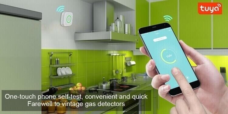 Smart Life Home Kitchen Security APP Control Tuya WiFi Gas Sensor Alarm Natural CH4 Leak Combustible Gas Detector