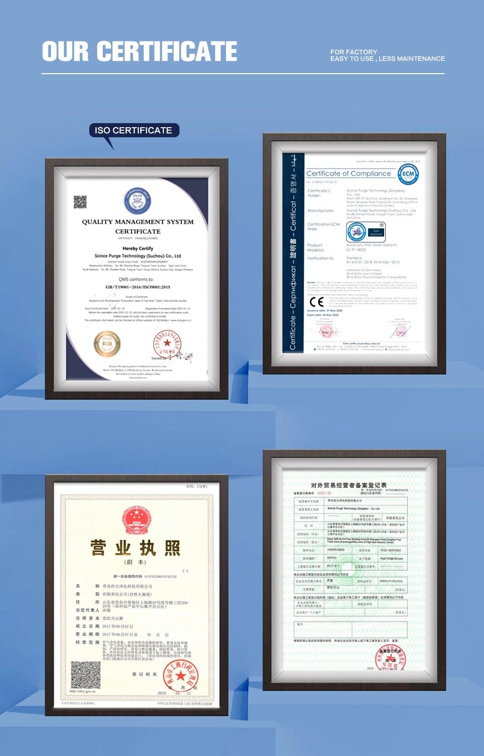 General Ventilation Air Filter Test Board Comply with ISO 16890