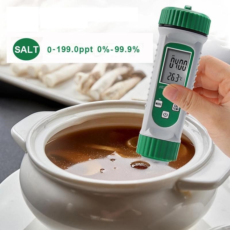 Digital 6 in 1 pH TDS Ec Salt S. G. Temp Meter Acidimeter Ppm Electric Conductivity Salinity Water Quality Tester