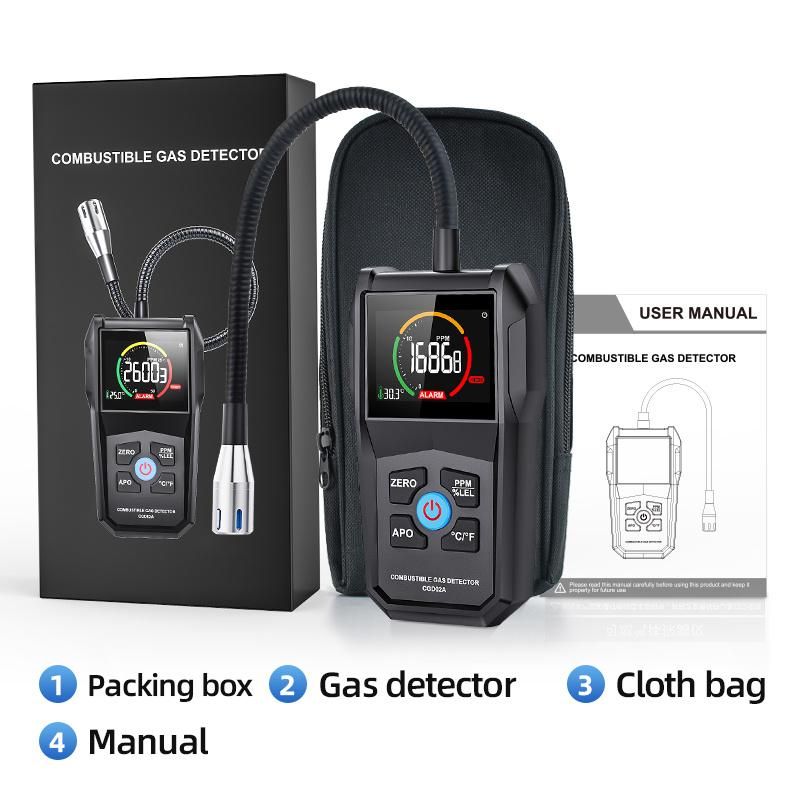 Cgd02A Combustible Gas Detector Port Flammable Natural Gas Leak Location Determine Meter Tester Sound Light Alarm Gas Analyzer