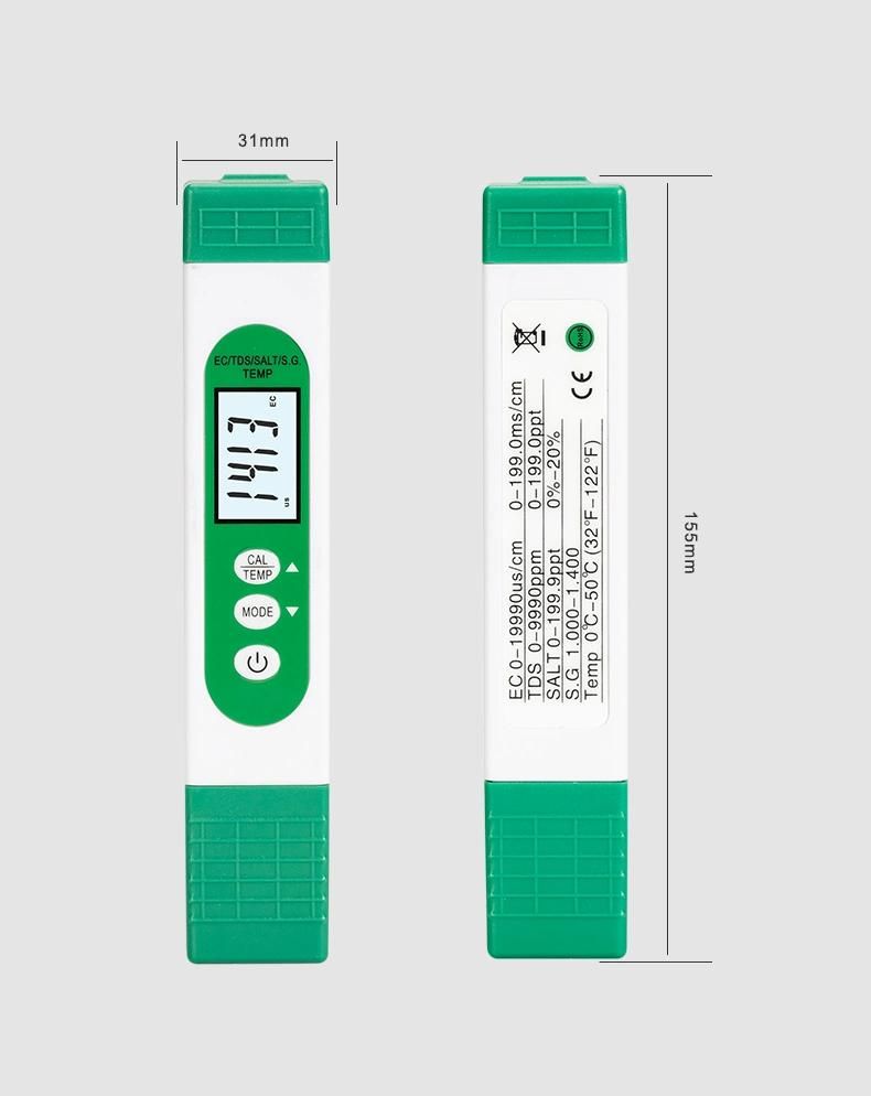 Pen Type 5 in 1 TDS Ec Salt S. G. Temperature Meter Ppm Electric Conductivity Salinity Tester