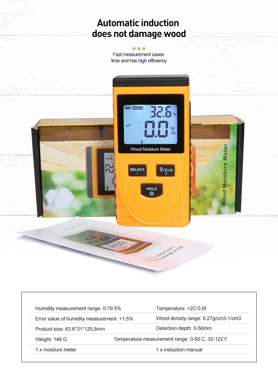 Digital Wood Moisture Meter Humidity Tester Hygrometer Timber Damp Detector